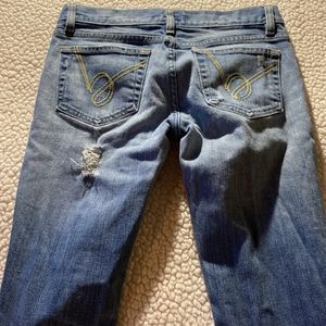 BeBe Size 27 bootcut vintage 27x33x7 Distressed See Pics.